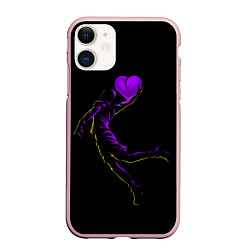 Чехол iPhone 11 матовый Love Basketball, цвет: 3D-светло-розовый
