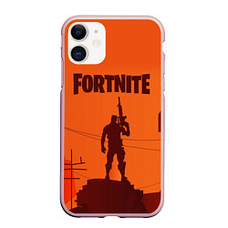 Чехол iPhone 11 матовый FORTNITE, цвет: 3D-светло-розовый