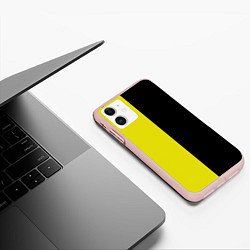 Чехол iPhone 11 матовый BLACK YELLOW, цвет: 3D-светло-розовый — фото 2