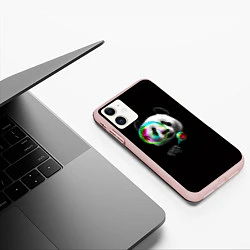 Чехол iPhone 11 матовый Панда и мыльный пузырь, цвет: 3D-светло-розовый — фото 2