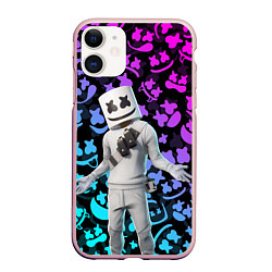 Чехол iPhone 11 матовый FORTNITE x MARSHMELLO, цвет: 3D-светло-розовый