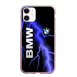 Чехол iPhone 11 матовый BMW, цвет: 3D-светло-розовый