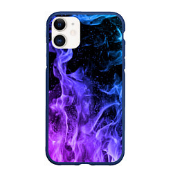 Чехол iPhone 11 матовый ОГОНЬ НЕОН, цвет: 3D-тёмно-синий