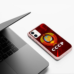 Чехол iPhone 11 матовый СССР USSR, цвет: 3D-светло-розовый — фото 2