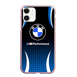 Чехол iPhone 11 матовый BMW, цвет: 3D-светло-розовый