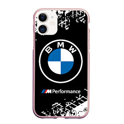 Чехол iPhone 11 матовый BMW БМВ, цвет: 3D-светло-розовый