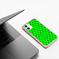 Чехол iPhone 11 матовый Эл паттерн зеленый, цвет: 3D-светло-розовый — фото 2
