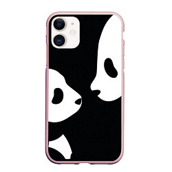 Чехол iPhone 11 матовый Panda, цвет: 3D-светло-розовый