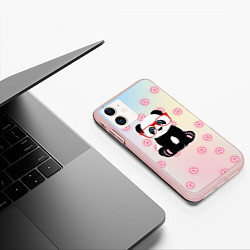 Чехол iPhone 11 матовый Милая пандочка, цвет: 3D-светло-розовый — фото 2