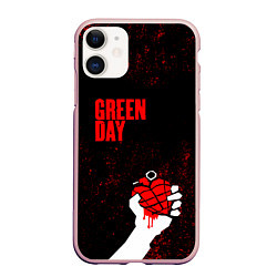 Чехол iPhone 11 матовый Green day, цвет: 3D-светло-розовый