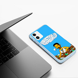 Чехол iPhone 11 матовый СкриптонитСвистки и бумажки цвета 3D-голубой — фото 2