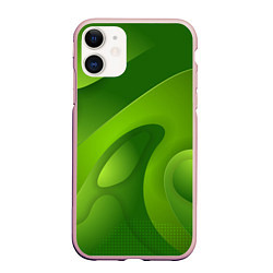 Чехол iPhone 11 матовый 3d Green abstract, цвет: 3D-светло-розовый