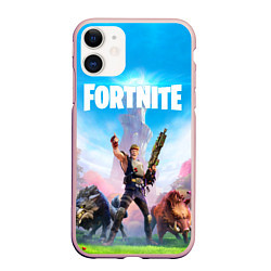 Чехол iPhone 11 матовый Fortnite Новая Глава, цвет: 3D-светло-розовый