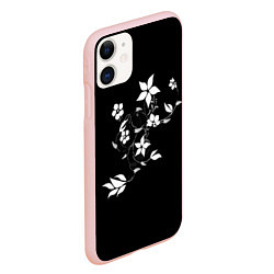 Чехол iPhone 11 матовый Цвета цветов черное, цвет: 3D-светло-розовый — фото 2