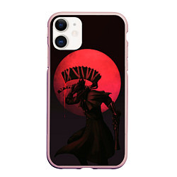 Чехол iPhone 11 матовый Красная луна, цвет: 3D-светло-розовый