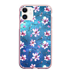 Чехол iPhone 11 матовый Вечер с магнолией, цвет: 3D-светло-розовый