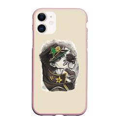 Чехол iPhone 11 матовый Jotaro Kujo, цвет: 3D-светло-розовый