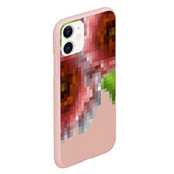 Чехол iPhone 11 матовый Пиксельный узор Маки, цвет: 3D-светло-розовый — фото 2