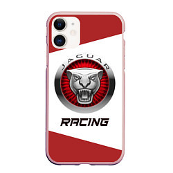 Чехол iPhone 11 матовый Ягуар - Racing, цвет: 3D-светло-розовый