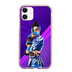 Чехол iPhone 11 матовый Fortnite Blue Jade, цвет: 3D-светло-розовый