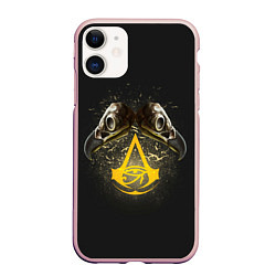 Чехол iPhone 11 матовый Assassins crows, цвет: 3D-светло-розовый