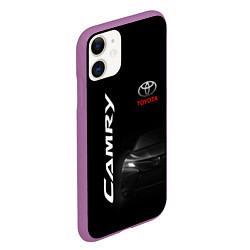Чехол iPhone 11 матовый Черная Тойота Камри, цвет: 3D-фиолетовый — фото 2