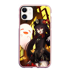 Чехол iPhone 11 матовый Ху Тао Genshin Impact, цвет: 3D-светло-розовый