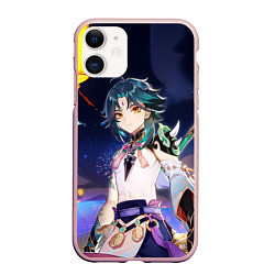 Чехол iPhone 11 матовый Сяо, Genshin Impact, цвет: 3D-светло-розовый