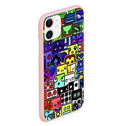 Чехол iPhone 11 матовый Geometry Dash: All Skins, цвет: 3D-светло-розовый — фото 2