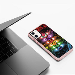 Чехол iPhone 11 матовый Geometry Dash: Levels, цвет: 3D-светло-розовый — фото 2