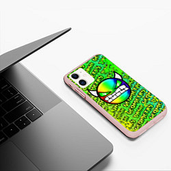 Чехол iPhone 11 матовый Geometry Dash: Acid Green, цвет: 3D-светло-розовый — фото 2