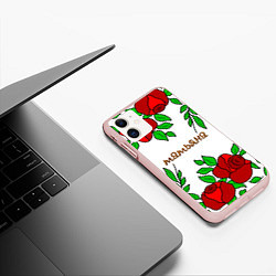 Чехол iPhone 11 матовый Татьяна в розах, цвет: 3D-светло-розовый — фото 2