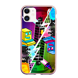 Чехол iPhone 11 матовый Geometry Dash: Parallel Worlds, цвет: 3D-светло-розовый