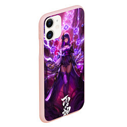 Чехол iPhone 11 матовый Shogun raiden рассекающая молнию геншин, цвет: 3D-светло-розовый — фото 2