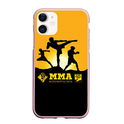 Чехол iPhone 11 матовый ММА Mixed Martial Arts, цвет: 3D-светло-розовый