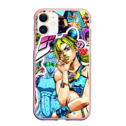 Чехол iPhone 11 матовый JoJos Bizarre Adventure - Джолин Кудзё, цвет: 3D-светло-розовый