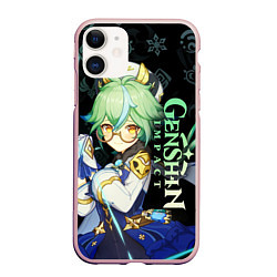 Чехол iPhone 11 матовый Genshin Impact - Sucrose, цвет: 3D-светло-розовый