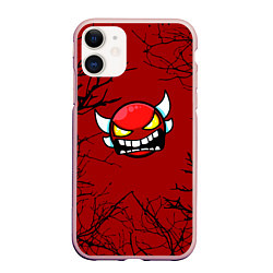Чехол iPhone 11 матовый Geometry Dash - Ветки деревьев, цвет: 3D-светло-розовый