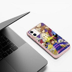 Чехол iPhone 11 матовый FRISK UNDERTALE, ALL HEROES GAME, цвет: 3D-светло-розовый — фото 2