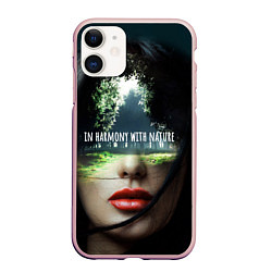 Чехол iPhone 11 матовый In harmony with nature, цвет: 3D-светло-розовый