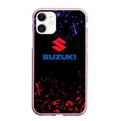 Чехол iPhone 11 матовый SUZUKI брызги красок, цвет: 3D-светло-розовый