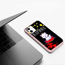 Чехол iPhone 11 матовый Карина - КОШКА - Краска, цвет: 3D-светло-розовый — фото 2