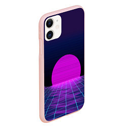 Чехол iPhone 11 матовый Закат розового солнца Vaporwave Психоделика, цвет: 3D-светло-розовый — фото 2