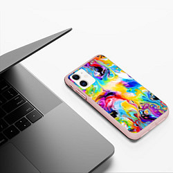 Чехол iPhone 11 матовый Неоновые всплески красок Лето Neon splashes of col, цвет: 3D-светло-розовый — фото 2