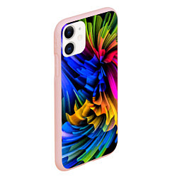 Чехол iPhone 11 матовый Абстрактная неоновая композиция Abstract neon comp, цвет: 3D-светло-розовый — фото 2