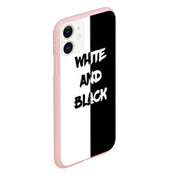 Чехол iPhone 11 матовый White and Black Белое и Чёрное, цвет: 3D-светло-розовый — фото 2