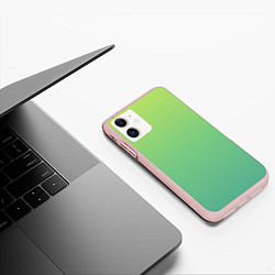 Чехол iPhone 11 матовый Shades of Green GRADIENT, цвет: 3D-светло-розовый — фото 2