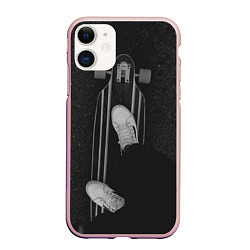 Чехол iPhone 11 матовый Skateboard Black, цвет: 3D-светло-розовый