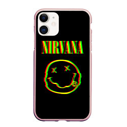 Чехол iPhone 11 матовый Nirvana глитч, цвет: 3D-светло-розовый