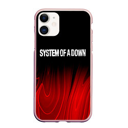 Чехол iPhone 11 матовый System of a Down Red Plasma, цвет: 3D-светло-розовый